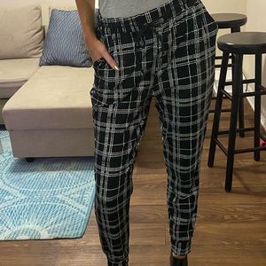 H&M black window pane pants